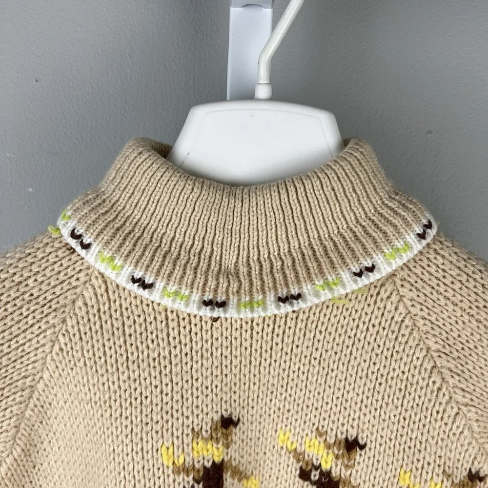 Vintage A Little Angel Toddler Boys Turtleneck Sweater Raglan Sleeve‎ Tan Brown